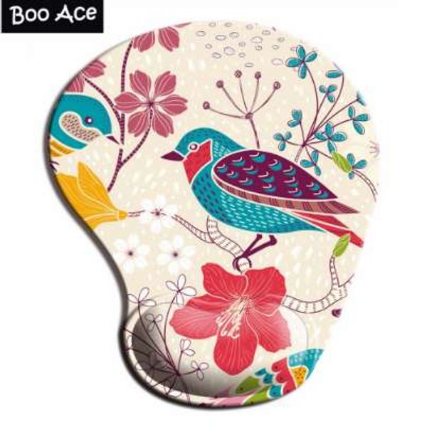 Bird Pattern 3D Mouse Pads with Silicone Gel Wrist Rest Gaming Mousepads 2Way Fabric