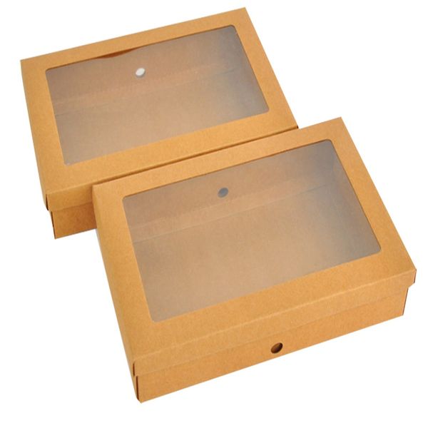 Kraft Paper Gift Wrap Boxes with Window Empty Packaging Box for Socks Leggings