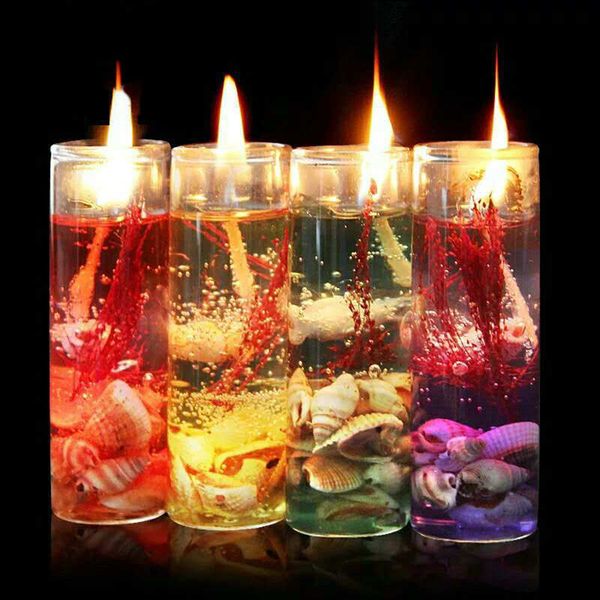 Ocean Jelly Wax Candle Transparent Crystal Glass Bottles Smokeless Aromatherapy Gel Candles Table Romantic Scented Shells Jelly Candles
