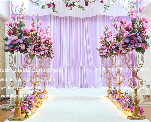 New style decoration Wedding Pillars Flowers Stands Floor Standing Centerpiece Flower Collumns With flower vase Walkway Ornaments T Road LLF