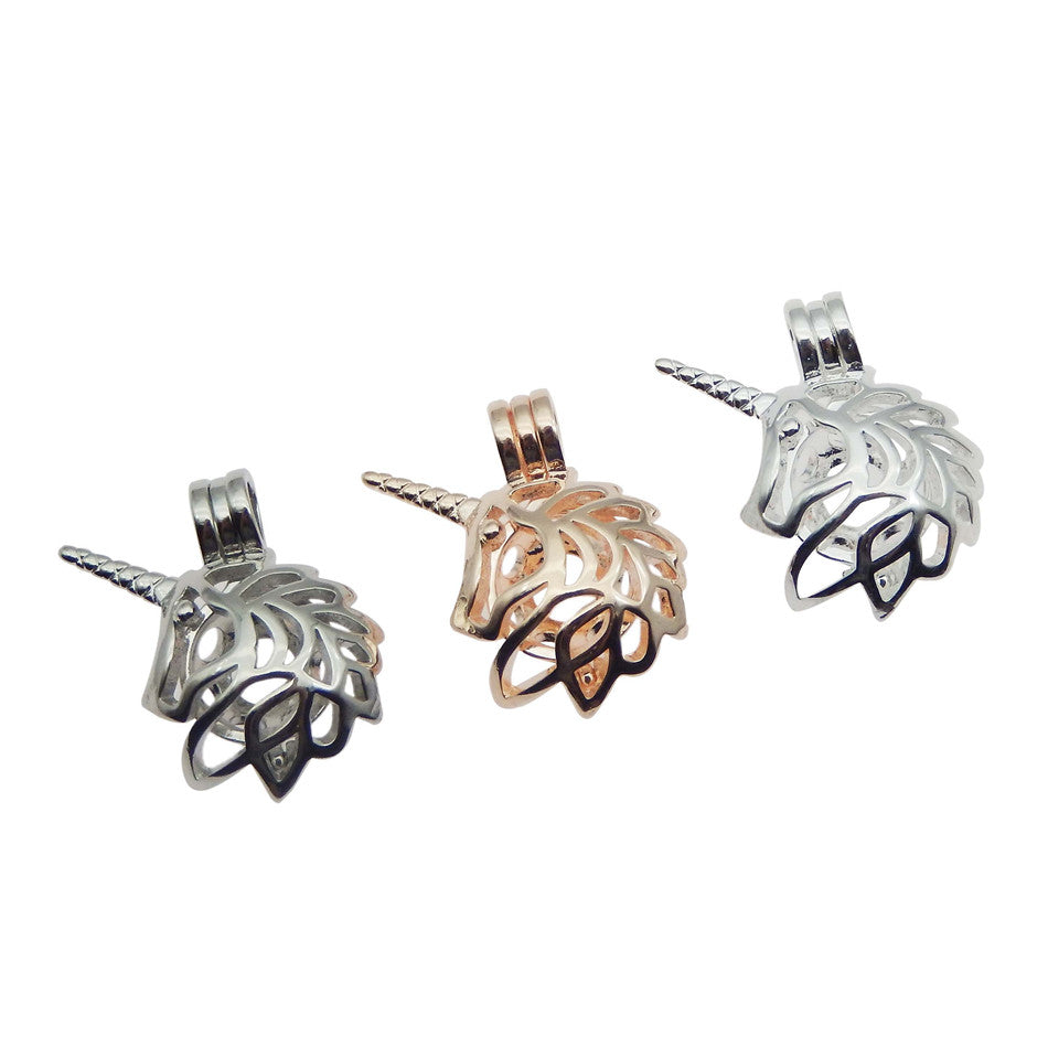 10PCS Multicolour Pearl Cage Pendants Women Charm Unicorn Aromatherapy Essential Oil Diffuser Jewelry Necklace DIY Jewelry