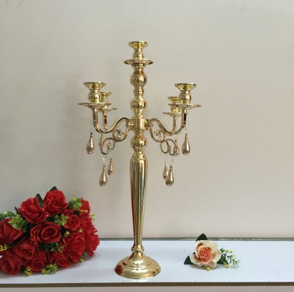 new Tall Gold Candle Holder Candle Stand Wedding Table Centerpiece Event Road Lead Flower Rack best00104
