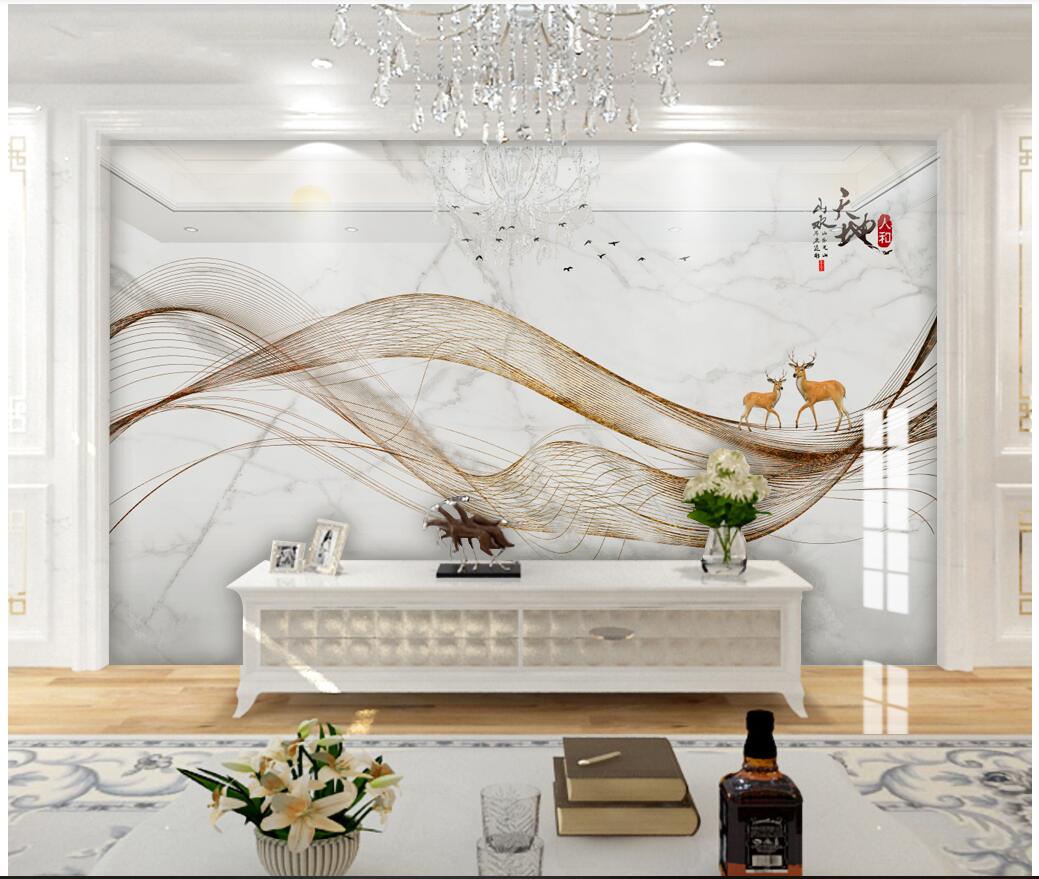 3d wallpaper custom photo New Chinese style abstract artistic conception line landscape painting mural TV muals wall paper for walls 3 d