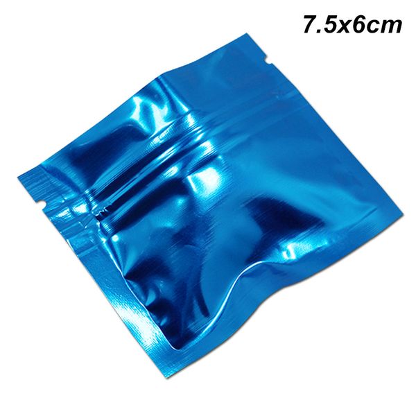 7.5X6 cm 100 Pieces Blue Reusable Aluminum Foil Food Packing Bags for Candy Snack Foil Self Seal Foil Mylar Zipper Storage Packing Pouches
