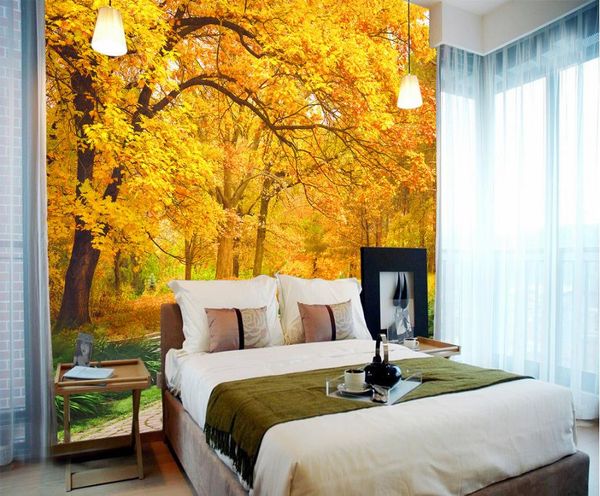 3D Wall Murals Pastoral Style Photo Wallpaper For Living Room Bedroom Hotel Home Office Restaurant Kitchen Maple leaf Wallpaper