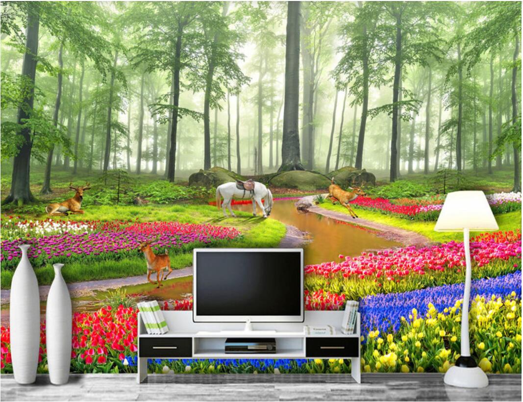 3d wallpaper custom photo Non-woven mural Extremely beautiful HD fantasy forest flower sea 3D landscape muals wall paper for walls 3 d