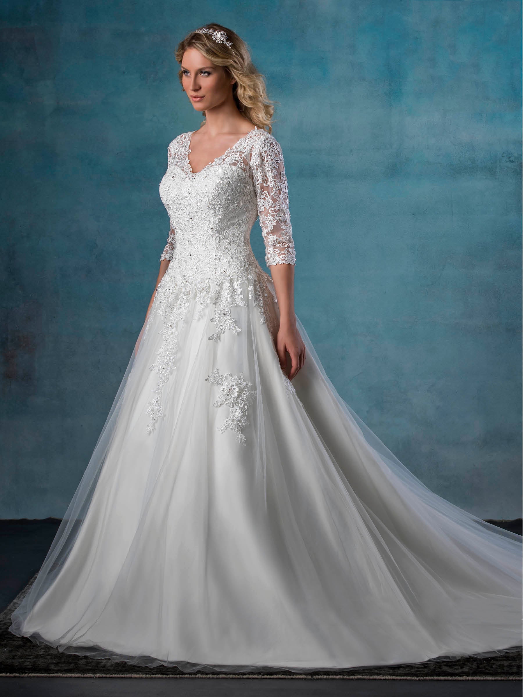 Beauty White V-Neck Half Sleeves Applique Princess Wedding Dresses Bridal Pageant Dresses Wedding Attire Dresses Custom Size 2-16 KF913111