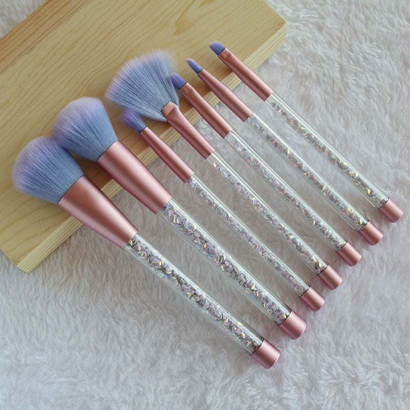 Brand New Makeup Brushes set 7pcs brush tools liquid quicksand handle - crystal diamond handle brushes for eyeshadow blush foundation DHL