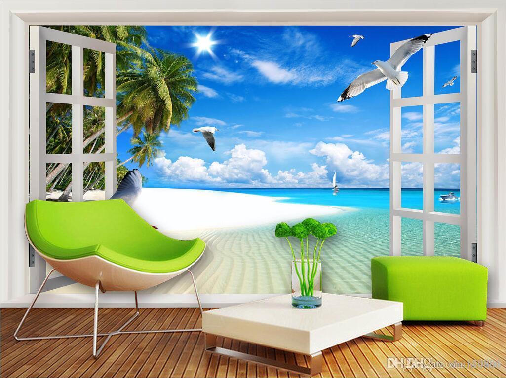3d wall paper for living room custom photo mural Maldives 3D ocean view outside the window 3d wall murals wallpaper for walls 3 d