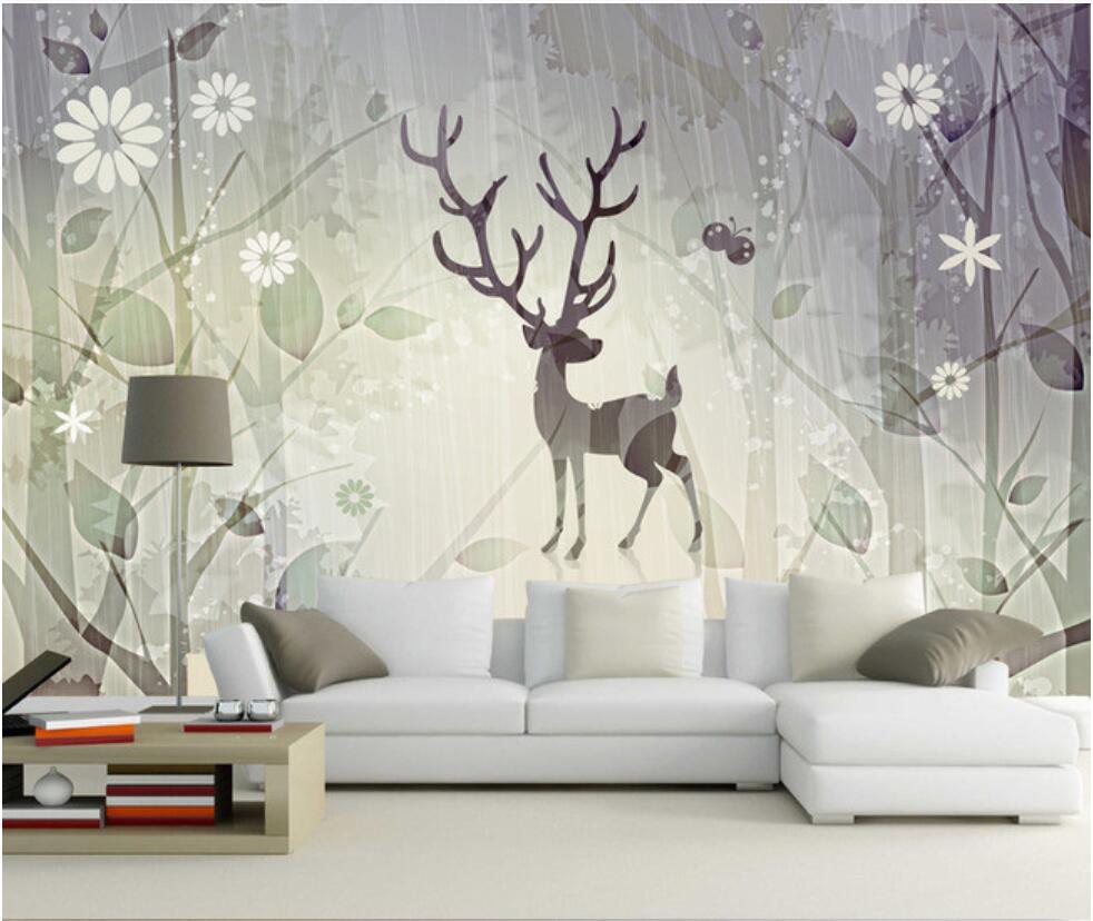 3d wallpaper custom photo mural Fantasy background forest elk retro vintage TV background wall decorative murals wallpaper for walls 3 d