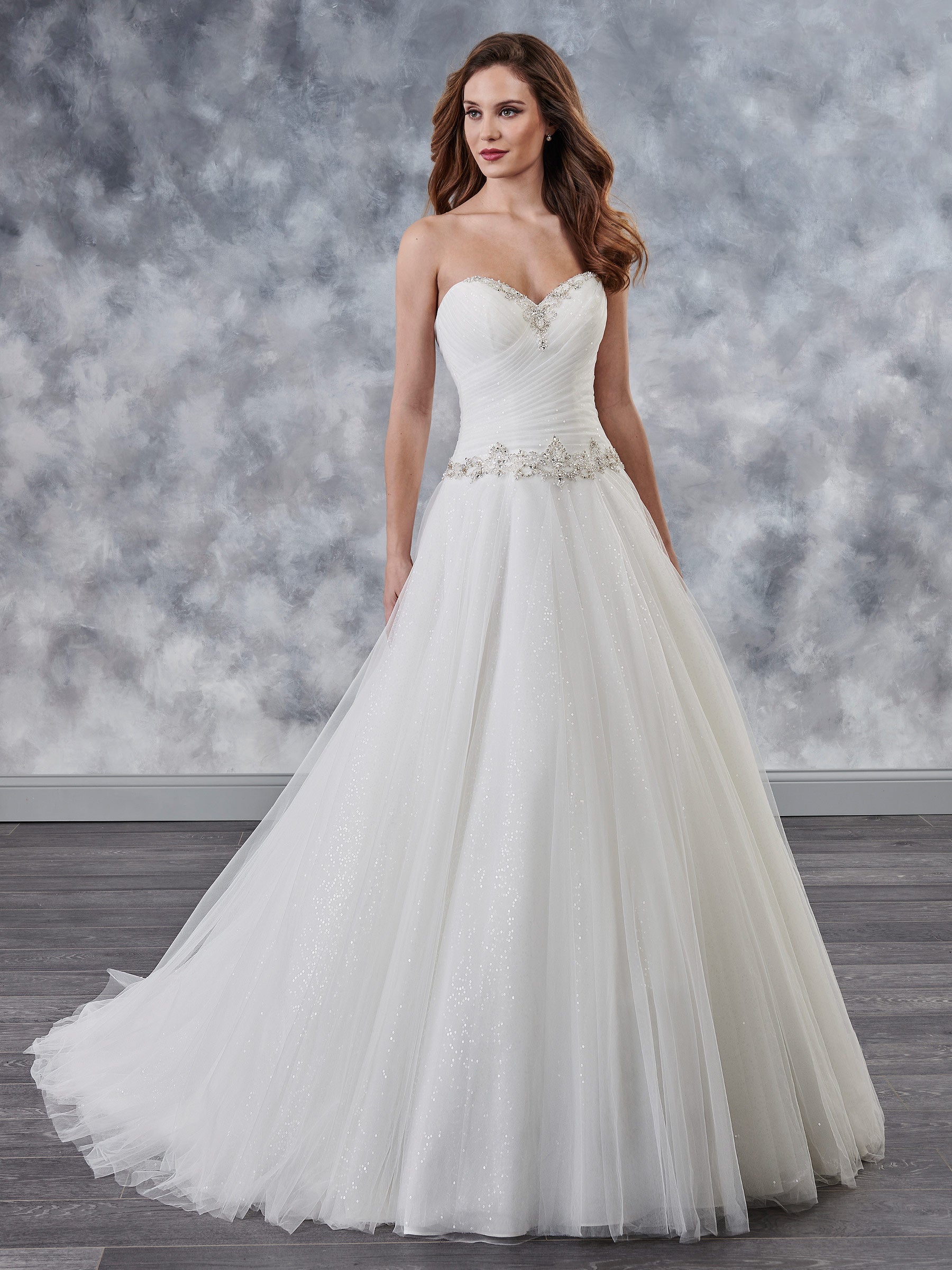 Shinning Tulle Ivory Sweetheart Beads A-Line Wedding Dresses Bridal Pageant Dresses Wedding Attire Dresses Custom Size 2-16 KF1021154