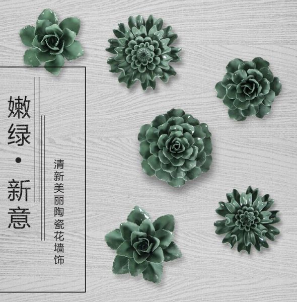 Dark green flower decorative wall flower dishes porcelain decorative plates vintage home decor handicraft crafts room decoration