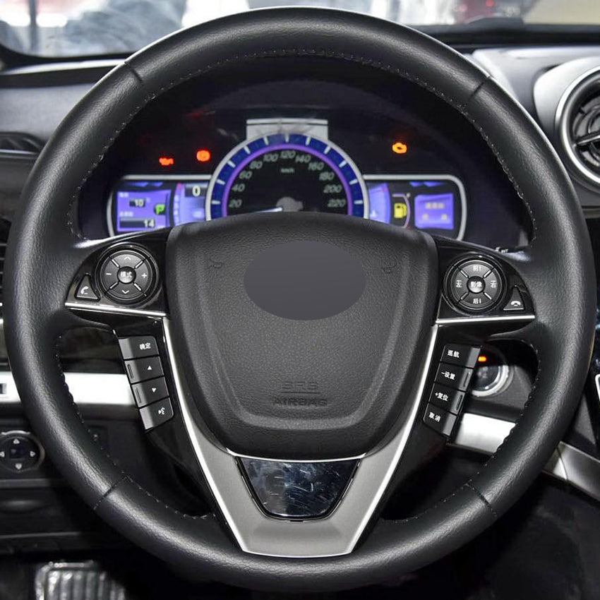 Black Genuine Leather DIY Hand-stitched Car Steering Wheel Cover for BYD S7 G5 M6 2015-2017 G6 2011 2012