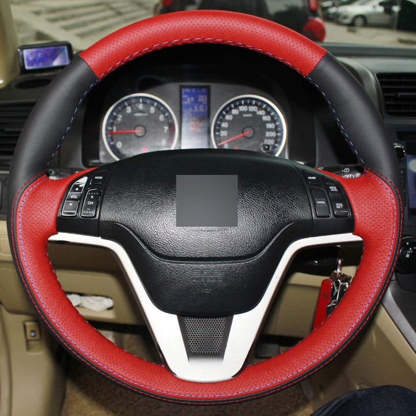 Red Black Genuine Leather Car Steering Wheel Cover for Honda CRV 2007 2008 2009 2010 2011