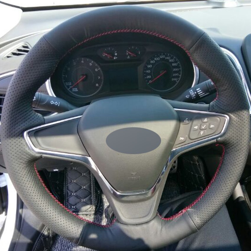 Black Genuine Leather DIY Hand-stitched Car Steering Wheel Cover for Chevrolet Malibu XL 2016 2017 Equinox 2017