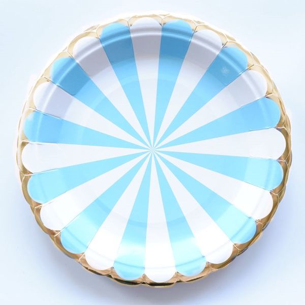 Birthday Party Dishes Kids Favors Decoration Pink Tableware Baby Shower Blue Striped Theme Paper Plates Supplies free shipping hot sale new