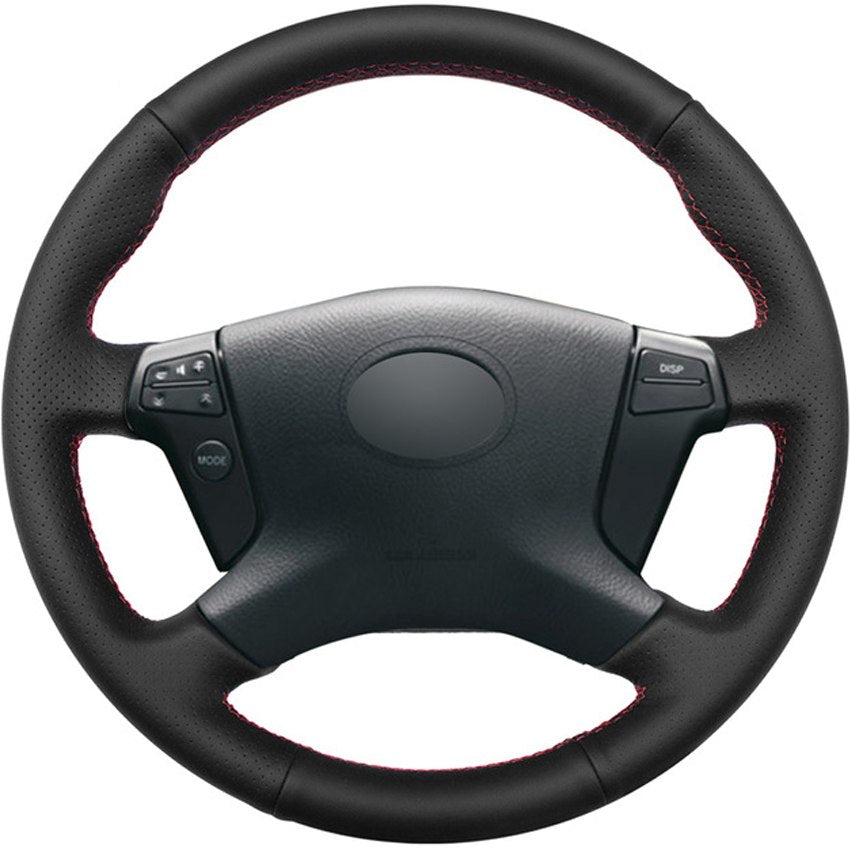 Black Genuine Leather DIY Hand-stitched Car Steering Wheel Cover for Toyota Avensis 2003-2007