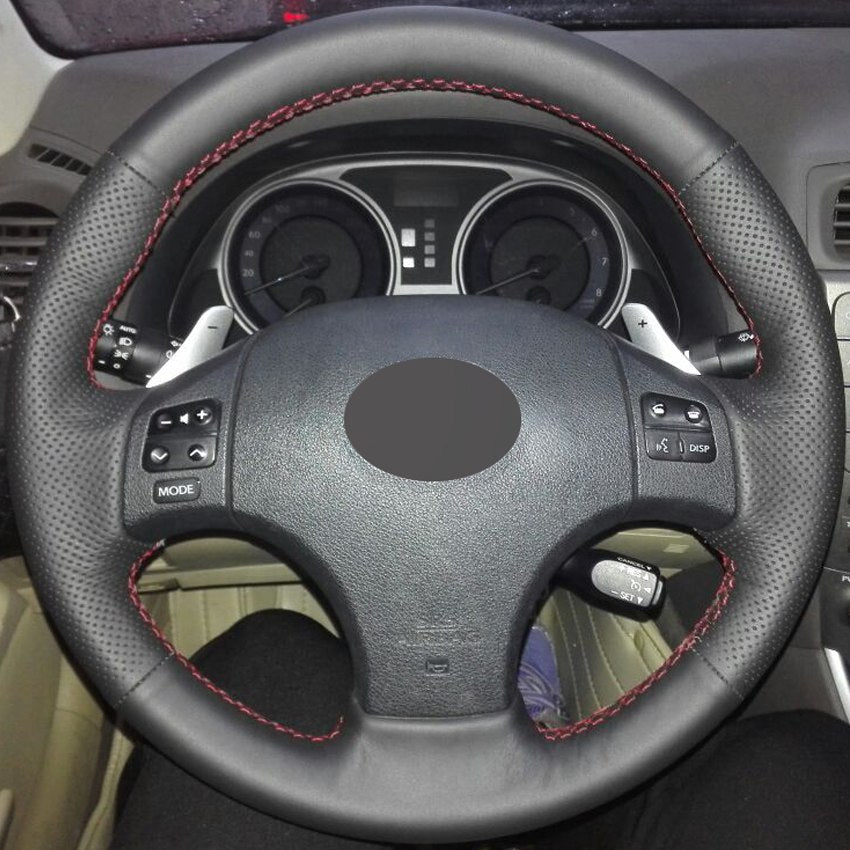 Black Genuine Leather DIY Hand-stitched Car Steering Wheel Cover for Lexus IS is250 is300 is350