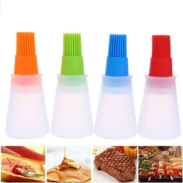 Portable Silicone Oil Bottle With Brush Baking BBQ Basting Brush Pastry Oil Brush Kitchen Baking Honey Oil barbecue Tool Gadgets free ship