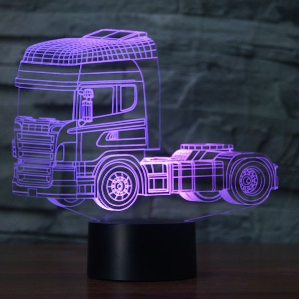 Heavy Truck shape Lighting 3D Desk Lamp 7 Colors Change Children&#039;s Night Light #R54