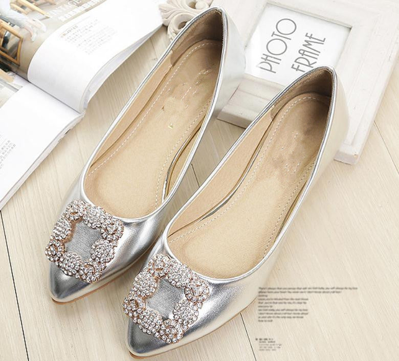 Free send 2018 spring and autumn new style flat bottom water drill pointed end Shallow mouth Women&#039;s Shoes@02