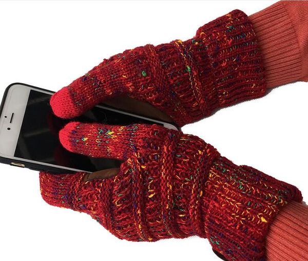 Knitting Touch Screen Glove Men Women Winter Warm Gloves Wool Antiskid Knitted Telefingers Capacitive Gloves Christmas Gifts DHL