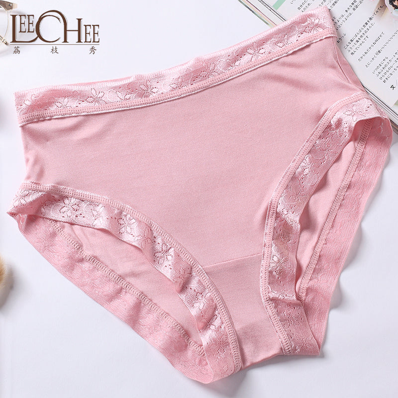 Leechee LVFAN Female Summer Silk Lace Thin Section Briefs Panties Breathable Comfort Lingerie Ladies Panties Silk 1pcs-lot