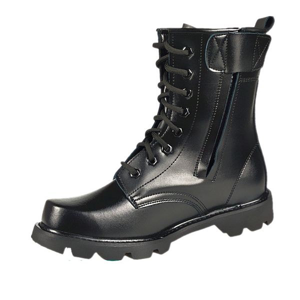 Large Size 36-46 Spring Men Military Boots Genuine Leather Steel Toe Shoes Lace Up Black Waterproof Work Boots Men Platform Motorcycle Boot