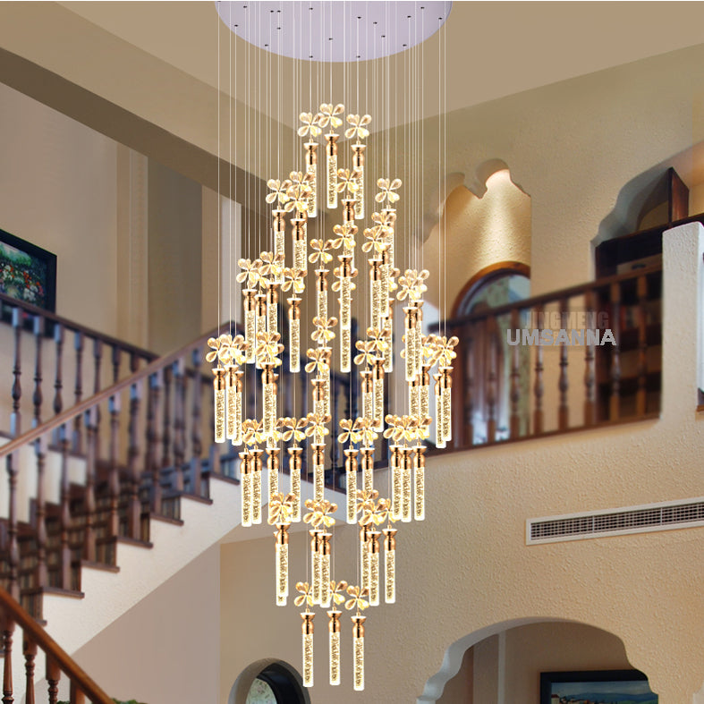 LED Modern Crystal Chandelier Bubble Bar American Chandeliers Lights Fixture Big Long Stair Hanging Lights Home Indoor Lighting LED Lamps