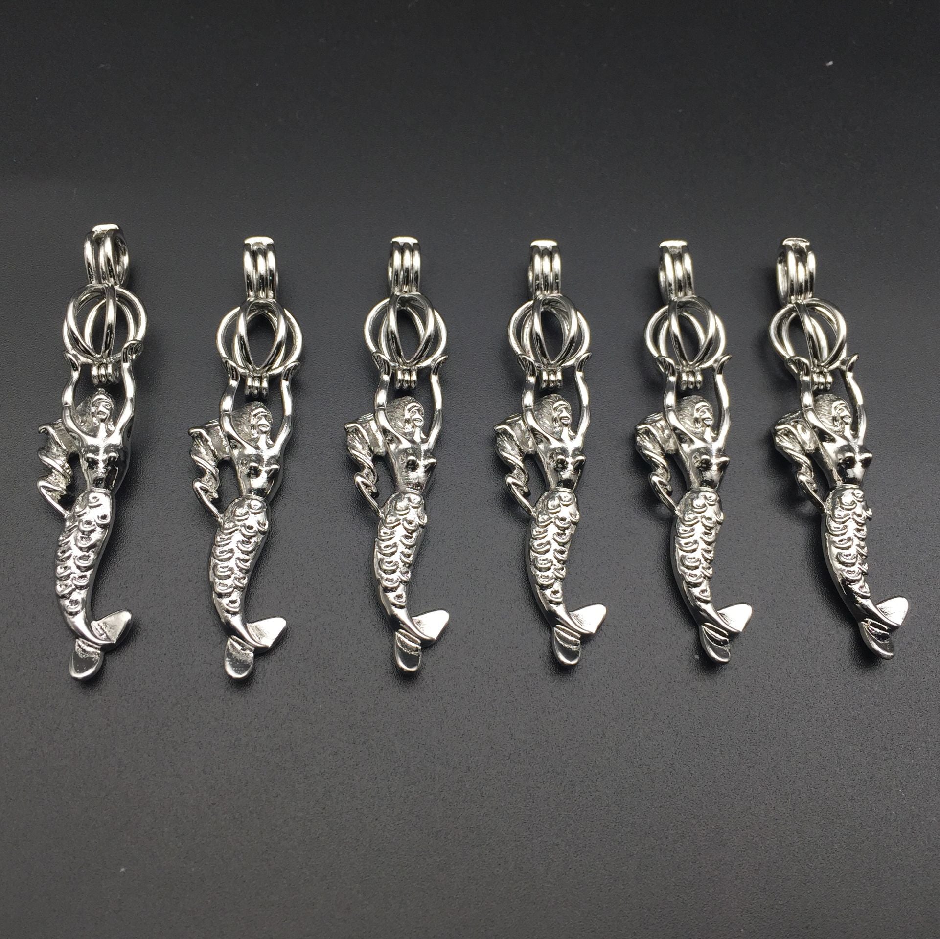 Pearl cage necklace pendant essence oil diffuser, mermaid provides stainless steel color 10pc, plus your pearl makes it more attractive
