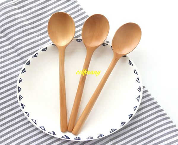 10pcs-lot 23.5*4cm High Quality Wood Spoon Flatware Kitchen Tool Soup Dessert Coffee Stirring Ice Cream Wooden spoons
