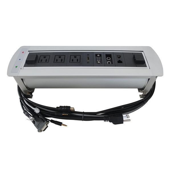 NEW And good quality Motorized Flipping up desktop socket for conference room ,silver - black