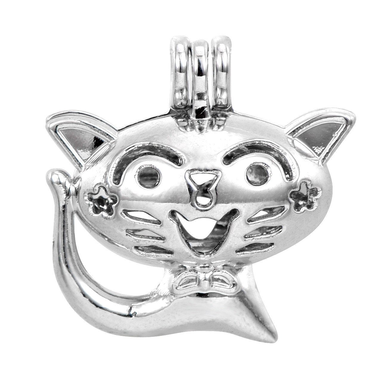 pearl cage necklace pendant essential oil diffuser cute cat provides silverplated 10pc plus your own pearl makes it more attractive