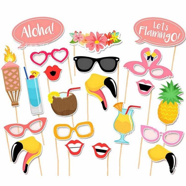 21pcs-set Photo Booth Props Photography mask paper Card Wedding-birthday-Team bride Party Decoration event gift sea beach