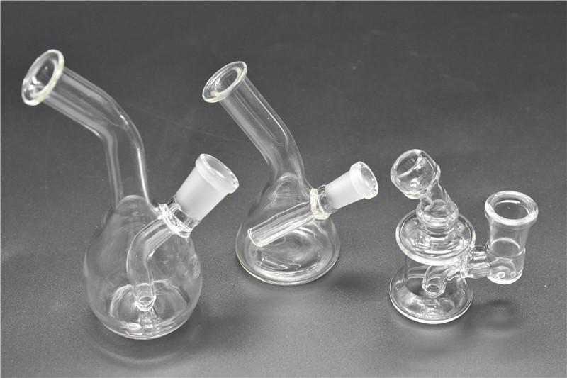 Hot on sale Mini Glass Bongs Original Oil Rig Dabs three style Glass Water Pipes Bongs small Hookahs glass bubbler free shipping