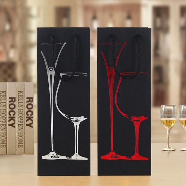 Foldable Red Wine Durable Bag Easy To Carry Package Bags Black Cardboard Gift Case Top Quality SN1039