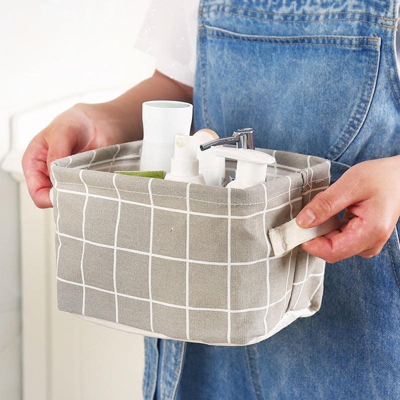 Fashion Cotton Linen Storage Basket Portable Waterproof Bath Office Desktop Box 122278