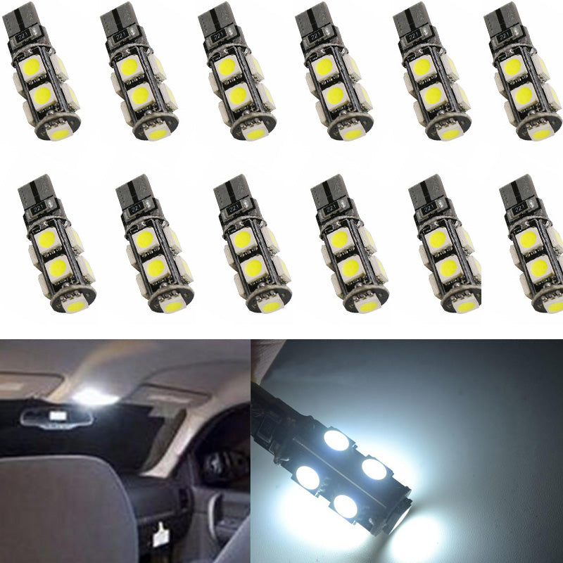 100PCS T10 9SMD 5050 led Canbus Error Free Car Lights W5W 194 9led LIGHT BULBS White Reading Light