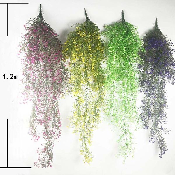 120cm Plastic Artificial Plants Green Flower Plant Wall hanging simulation plants Fake Foliage Home Wedding Party Decoration