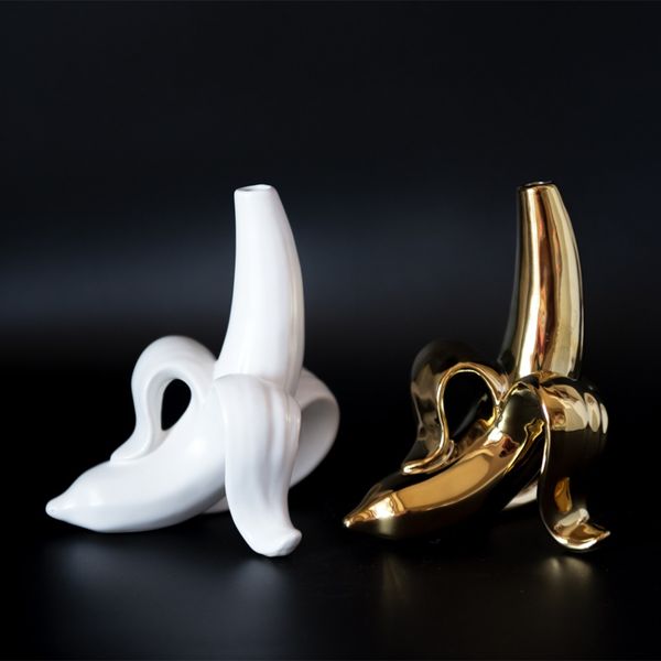 Ceramic banana banana furnishings furnishings gold - white vase is unique