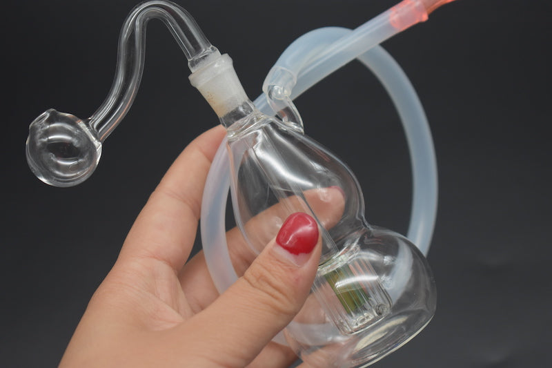 colorful Mini oil rig Bong Thick Heady Glass Bubbler Dab Rigs 10mm female small water smoking pipe with silicone hose mouth drop tip