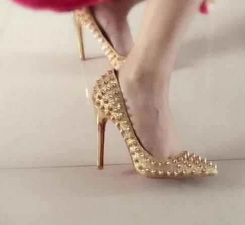 2018 Hot Sales Brand Glitter Red Bottom Spiked High Heels Women Luxury Red Sole Shoes Sequins heels Party Wedding Shoes Pointed Toe Pumps