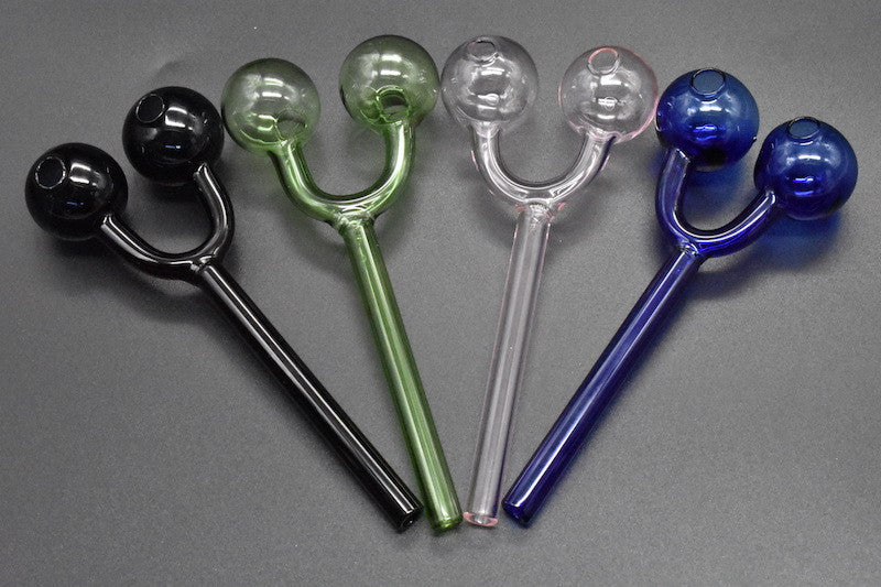 New Arrival glass Smoking Pipes Double Bubble Glass Oil Burner pipe Glass tobacco oil burner hand dry herb pipe free shipping