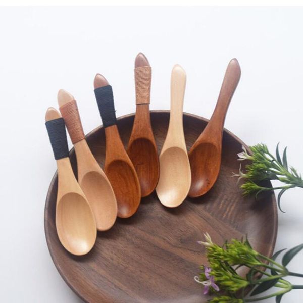 Japan Style Eco-Friendly Wooden Spoon Utensil Short Kitchen Cooking Sugar Salt Small Spoons Free Shipping ZA6390