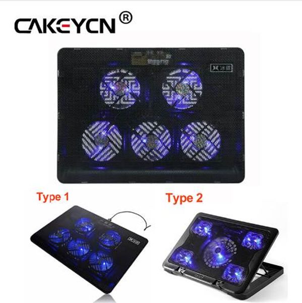DC 5V LED 5 Fan Cooling Pad Cooler Laptop Cooling Pad Fan USB Port Cooling Stand Holder Cooler Radiator Notebook 14&quot; 15.6&quot; 17&quot