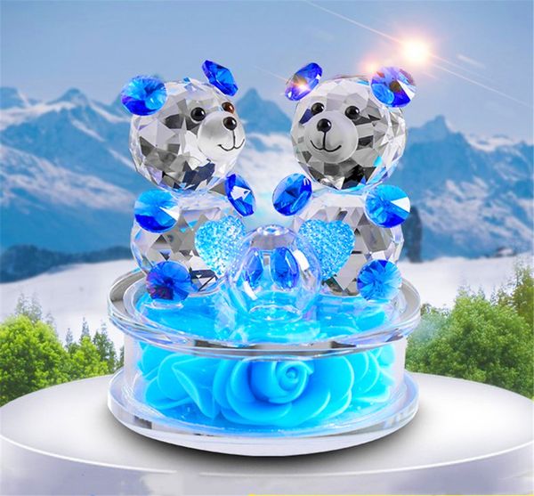 Rose Flower Crystal Glass Animals Bear Figurines Ornaments Christmas Home Car Decoration Perfume Bottle Feng shui term Gift