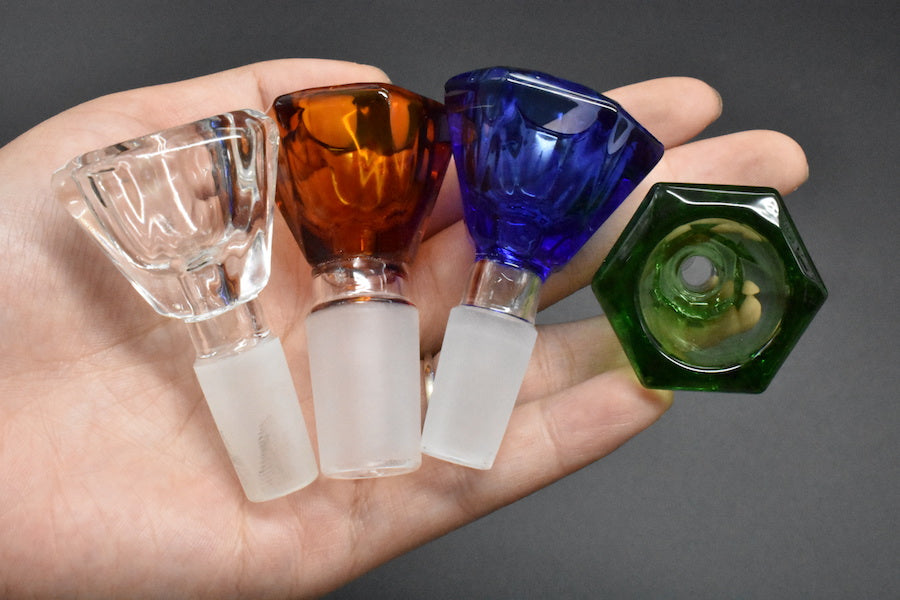 Diamond Thick Bowl Piece Bong Glass Slide Water pipes heady slides Colorful Bowls male14mm 18mm glass bowl for oil rigs glass bubbler bowl