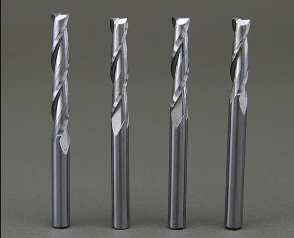 Free Shipping 10PCS 3.175x42mm Double Flute Spiral Milling Cutter CNC Engraving Router Bits Wood Acrylic Drill