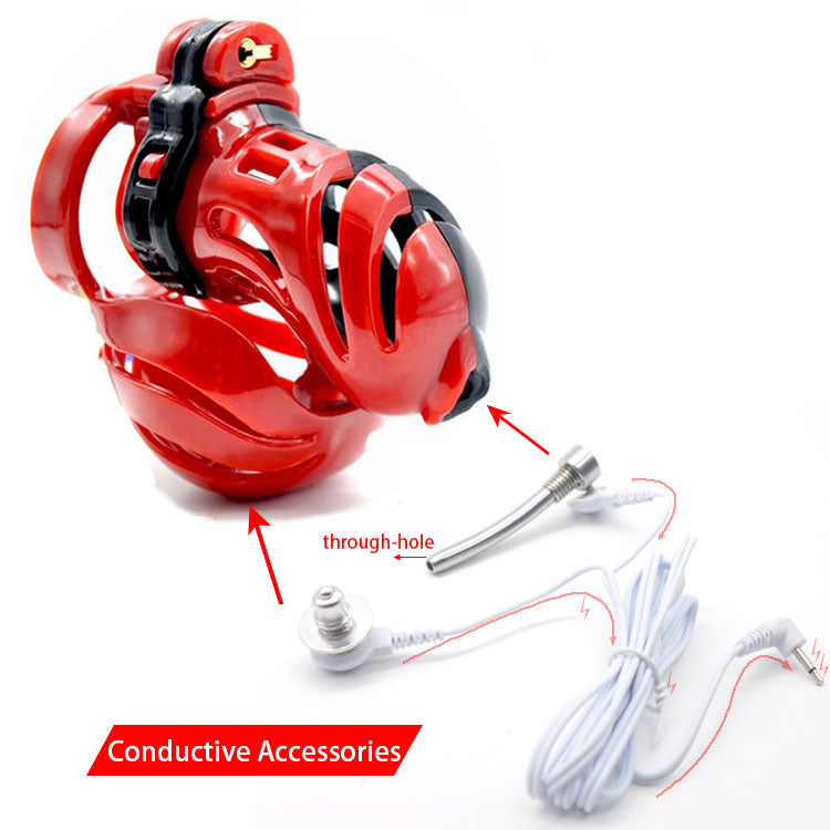Male 3D Design Polyethylene Chastity Cage Shock Integrative Electric Cock CageA390