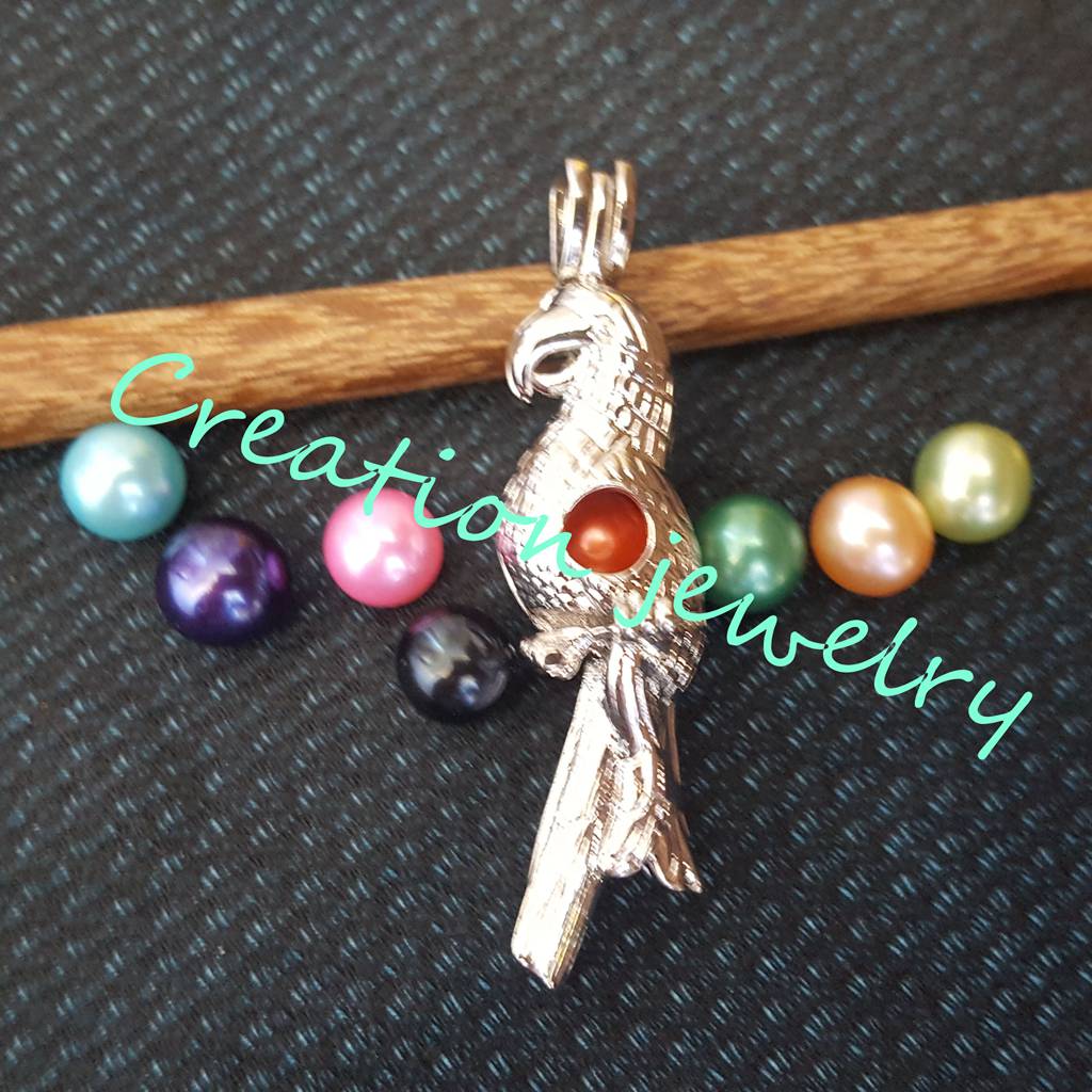 Wholesale Factory Direct DIY unicorn-palm tree-dinosaur Pearl Bead Cage Pendants White Gold Plated Zinc Alloy Jewelry Locket